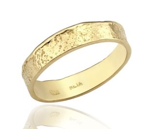 Neta's Rough Yellow Gold Wedding Band