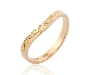 Curved Vintage Engraved Ring 14k Gold