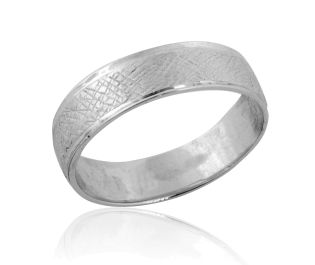 White Gold Men's Textured Ring 