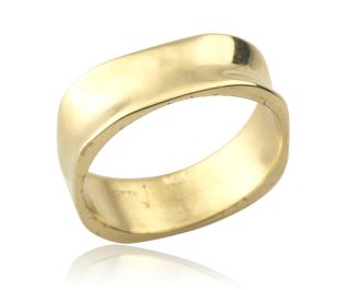 Unique Wide Square Gold Wedding Band