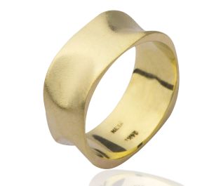 Unique Wide Gold Square Wedding Band, BIG