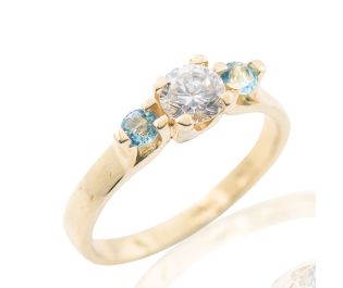 Diamond and Blue Topaz Trio Ring 