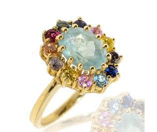 Victorian Style Colorful Halo Ring