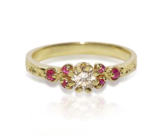 Art Nouveau Diamond Ruby Engagement Ring