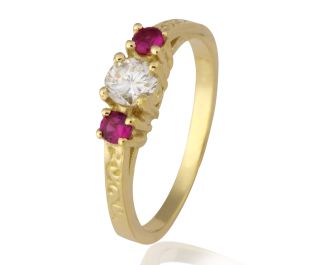 Unique Trio Engagement Ring in Yellow Gold