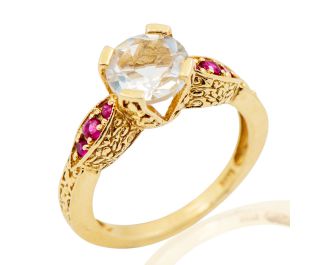 Antique Style white sapphire Engagement Ring