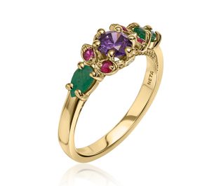 Colorful Art Nouveau Cocktail Ring 