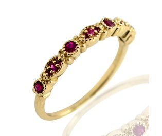 Edwardian Gemstone Half Eternity Ring 14k