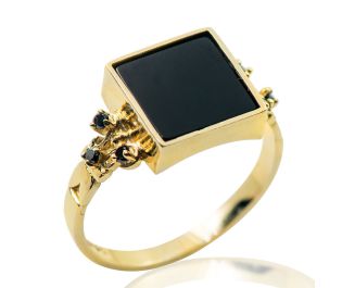 14k Gold Vintage Onyx Cocktail Ring
