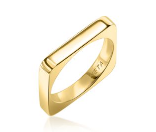 Unique Wide Square Gold Wedding Band